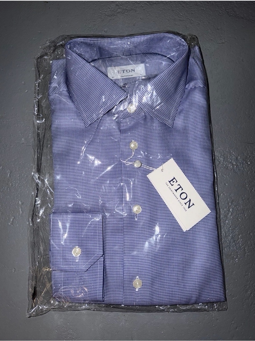 NWT SEALED ETON Men’s Contemporary Blue White Dress Shirt Size 41 16